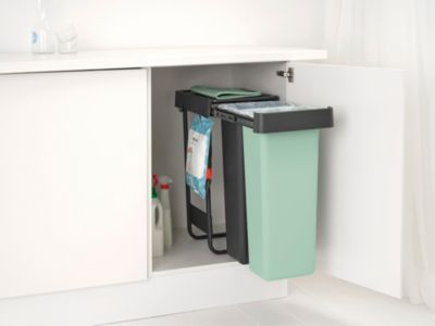 Poubelle de tri encastrable Brabantia Sort & Go 2 x 30 L vert clair