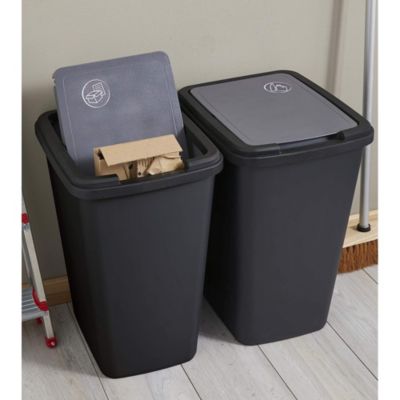 Poubelle de tri noire Sundis Green bin 50 L