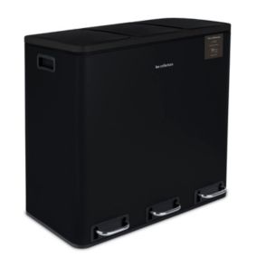 Poubelle de tri à pédale 3 x 18 L, black edition - 988