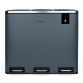 Poubelle de tri à pédale 3 x 18 L, dark grey edition - 984