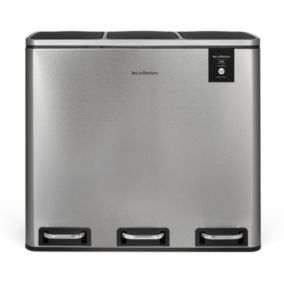 Poubelle de tri à pédale 3 x 18 L, inox edition - 982