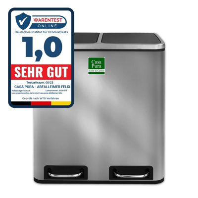 Poubelle Félix Système de séparation Acier inoxydable 2 x 30 litres -60 litres - Floordirekt