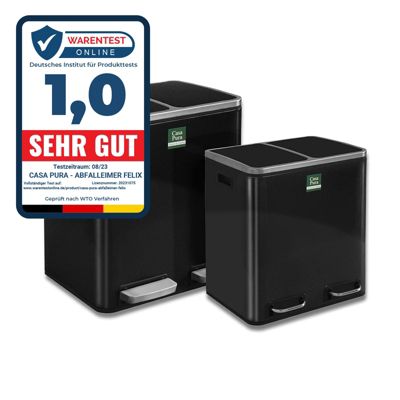 Poubelle Félix Système de séparation Noir 2 x 15 litres -30 litres - Floordirekt