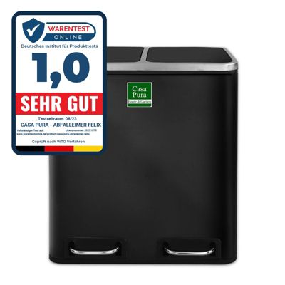 Poubelle Félix Système de séparation Noir 2 x 30 litres -60 litres - Floordirekt