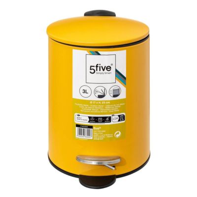 Poubelle métal Soft Close 3L Jaune Colorama - 5Five