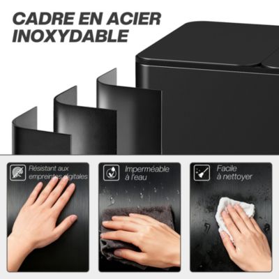 Poubelle manuelle tri selectif 3 bacs capacité totale 45L acier inox. brossé