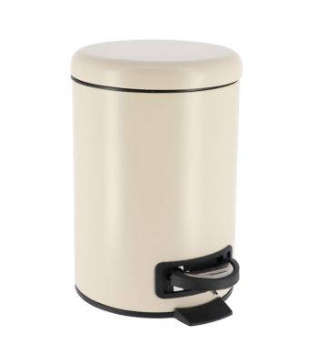 Poubelle à pédale 3L en métal Beige naturel avec couvercle frein de chute