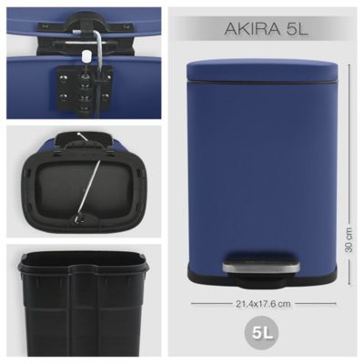 Poubelle à  pédale Acier AKIRA 5L Bleu mat Spirella