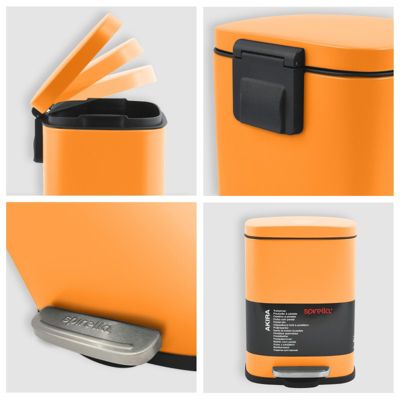 Poubelle à  pédale Acier AKIRA 5L Orange mat Spirella