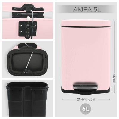 Poubelle à  pédale Acier AKIRA 5L Rose mat Spirella