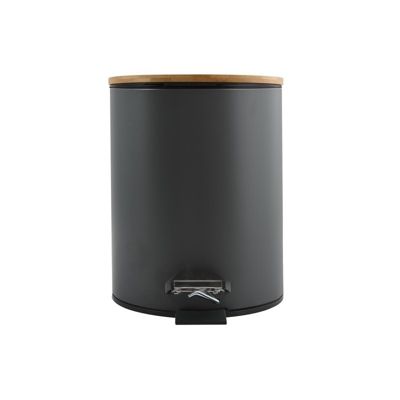 Poubelle à  pédale Acier  Bambou ADONIS 3L Gris Anthracite mat Spirella
