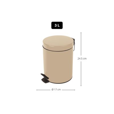 Poubelle à  pédale Acier SYDNEY 3L Beige Sable Spirella