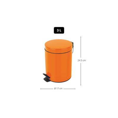 Poubelle à  pédale Acier SYDNEY 3L Orange Spirella