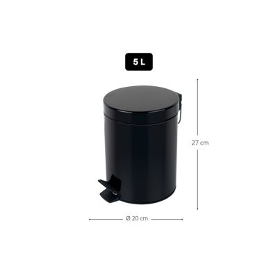 Poubelle à  pédale Acier SYDNEY 5L Noir Spirella