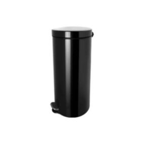 Poubelle à pédale aux ions d'argent Anti Microbes 30 litres - Noir