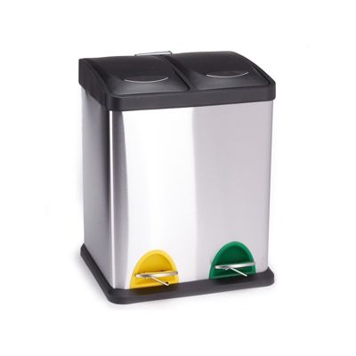 Poubelle à  pédale Tri sélectif Inox 2 bacs 8L MSV