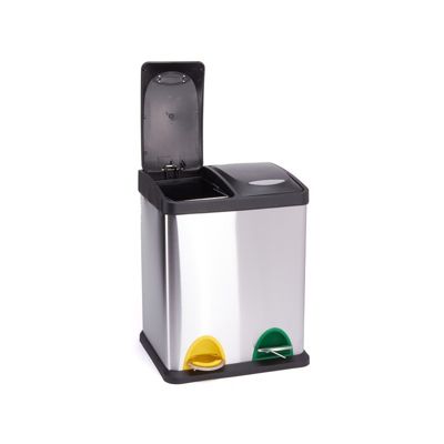Poubelle à  pédale Tri sélectif Inox 2 bacs 8L MSV