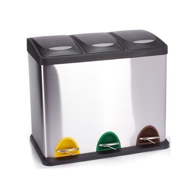 Poubelle à  pédale Tri sélectif Inox 3 bacs 8Lx3 MSV