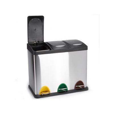 Poubelle à  pédale Tri sélectif Inox 3 bacs 8Lx3 MSV