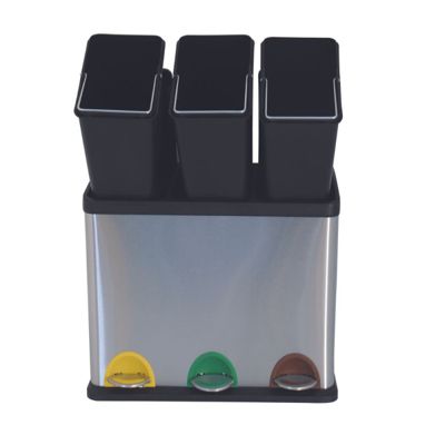 Poubelle à  pédale Tri sélectif Inox 3 bacs 8Lx3 MSV