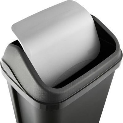 Poubelle plastique à couvercle basculant 50 litres - Gris Foncé