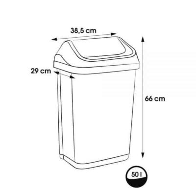 Poubelle plastique à couvercle basculant 50 litres - Gris Foncé