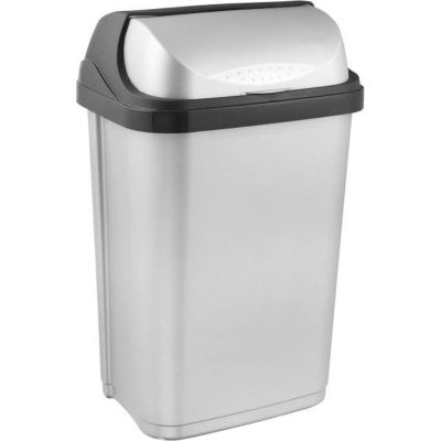 Poubelle plastique à couvercle coulissant 25 litres - Gris Clair