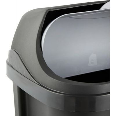Poubelle plastique à couvercle coulissant 50 litres - Gris Foncé