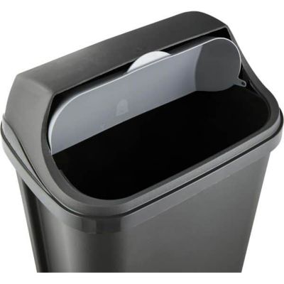 Poubelle plastique à couvercle coulissant 50 litres - Gris Foncé