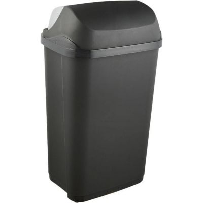 Poubelle plastique à couvercle coulissant 50 litres - Gris Foncé