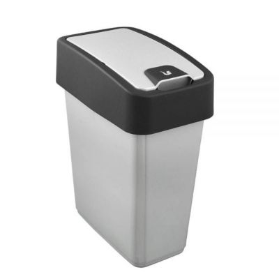 Poubelle Rectangulaire à couvercle basculant 10 litres - Argent