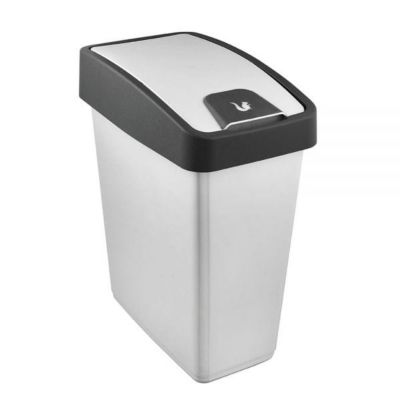 Poubelle Rectangulaire à couvercle basculant 25 litres - Argent