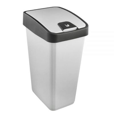 Poubelle Rectangulaire à couvercle basculant 45 litres - Argent
