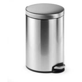 Poubelle ronde à pédale en acier inoxydable 12 litres