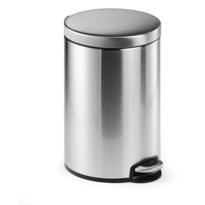Poubelle ronde à pédale en acier inoxydable 12 litres