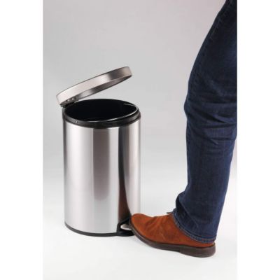 Poubelle ronde à pédale en acier inoxydable 12 litres