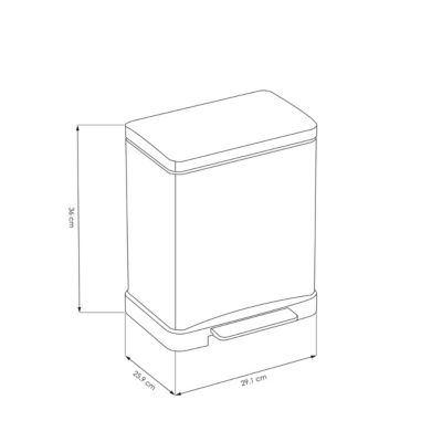 Poubelle salle de bain carré 12L Gris