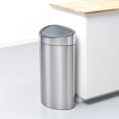 Poubelle Touch Bin - BRABANTIA - 40L - Acier mat - Seau intérieur plastique - Adulte