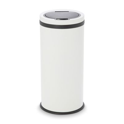 Poubelle Touch ronde en métal blanc 30 L Allium
