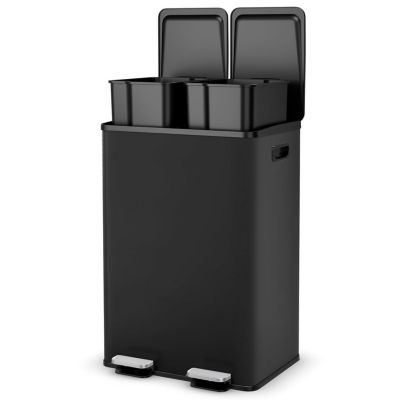 Poubelle Tri 60L Poubelle à Domicile avec 2 Compartiments 30L avec Ouverture Fermeture Douce Noir