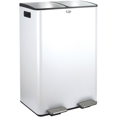 Poubelle tri Sélectif ALIYA 60L (2x30L) Acier Blanc mat Spirella