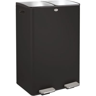 Poubelle tri Sélectif ALIYA 60L (2x30L) Acier Noir mat Spirella