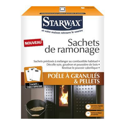 Poudre de ramonage Starwax pour poêle à granulés et pellets 3 x 40 g