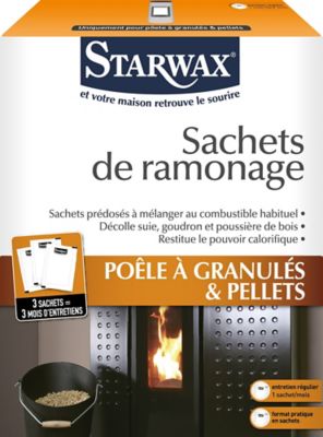 Poudre de ramonage Starwax pour poêle à granulés et pellets 3 x 40 g
