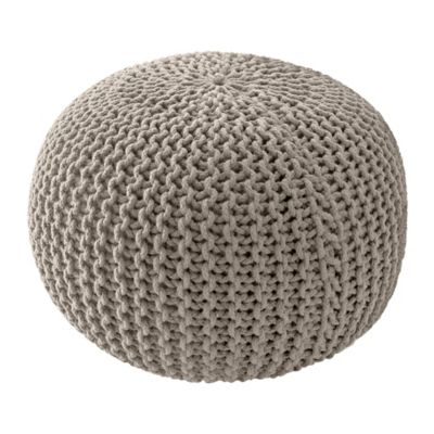 Pouf 45 x 30 cm tricot écru