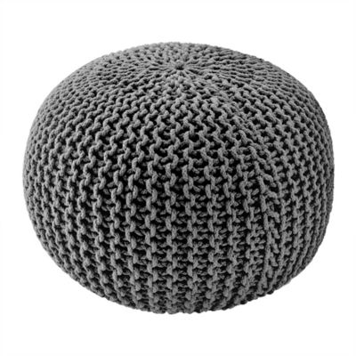 Pouf 45 x 30 cm tricot gris Castorama