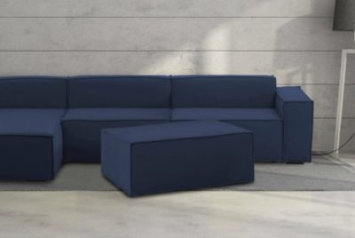Pouf Antonella, Pouf de salon, Fauteuil relaxant en tissu rembourré, 100% Made in Italy, 100x70h43 cm, Bleu