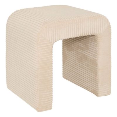 Pouf Arche Velours Côtelé "Sevi" 43cm Beige Clair
