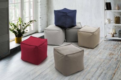 Pouf Aron, Pouf multifonctionnel, Fauteuil relaxant en tissu rembourré, 100% Made in Italy, 45x45h45 cm, Beige