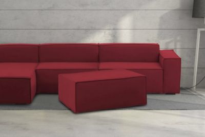 Pouf Assisi, Pouf de salon, Fauteuil relaxant en tissu rembourré, 100% Made in Italy, 100x70h43 cm, Rouge